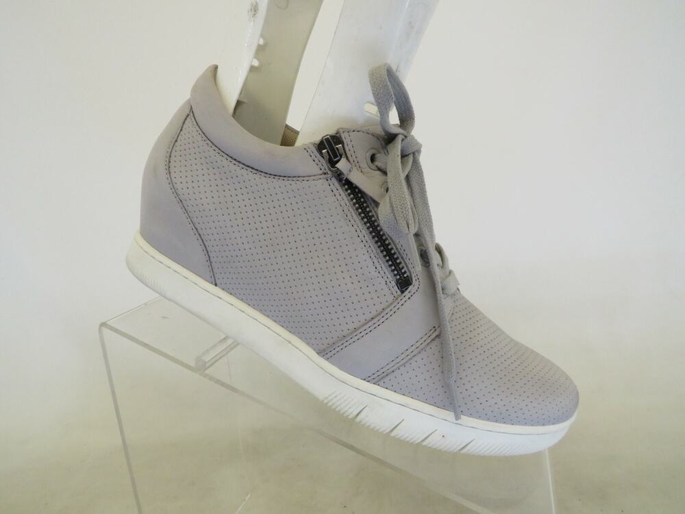 Naturalizer Womens Gray Leather Zip Laces Hidden Wedge Ankle Boots Size 8 M